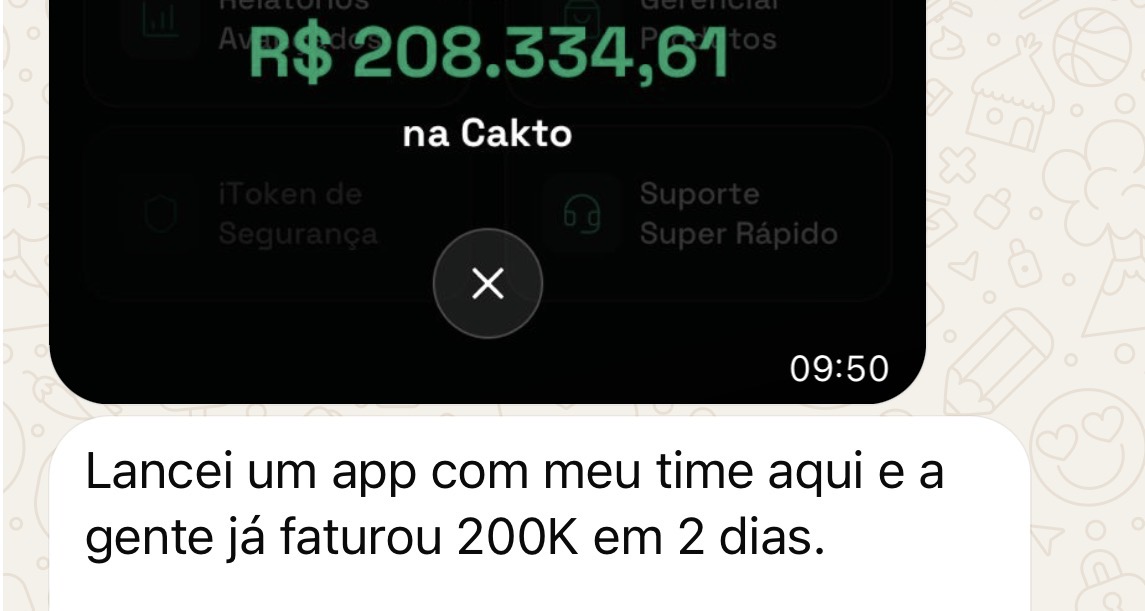 Print de R$ 208.334,61 na Cakto